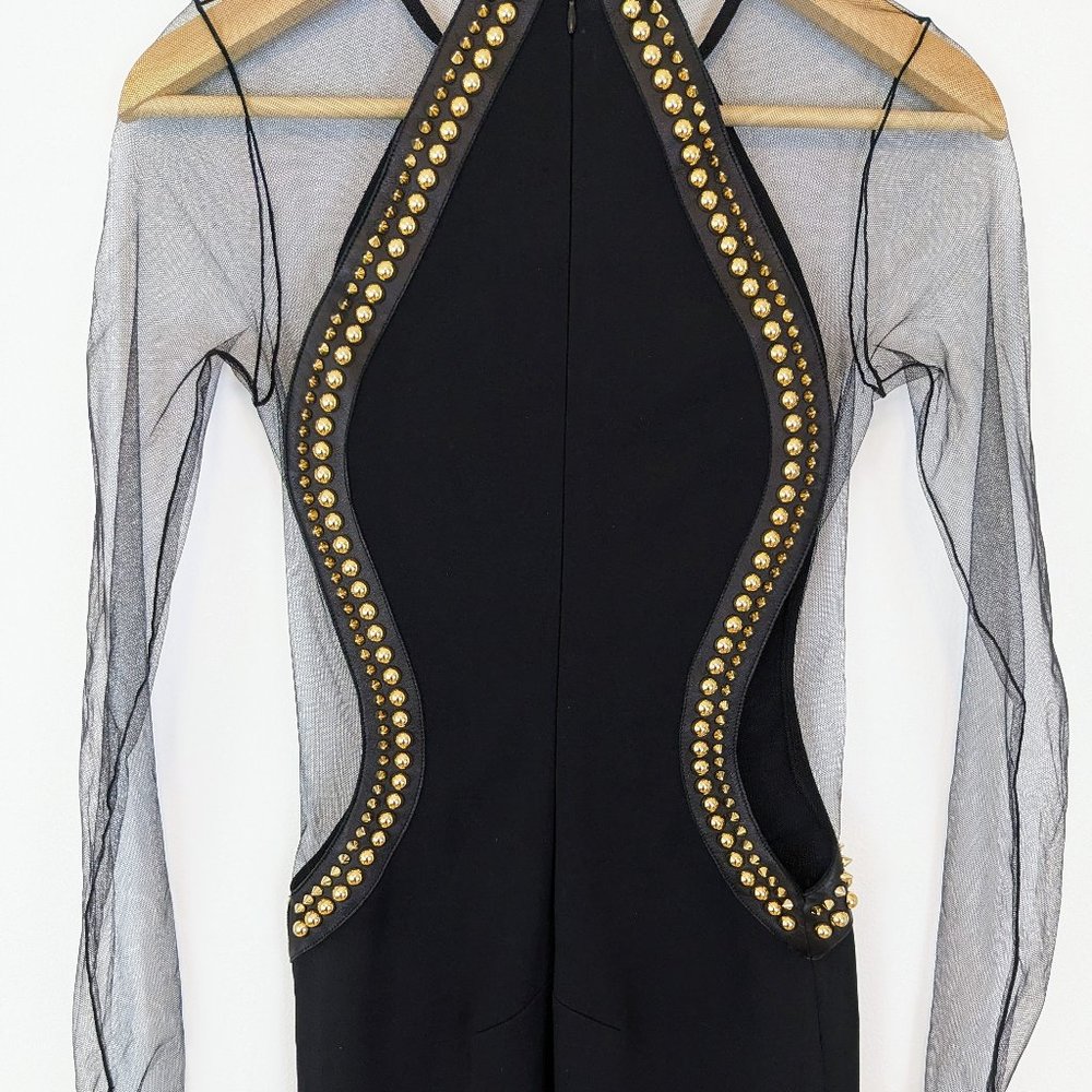 Philipp Plein Couture Limited Edition Black Dress Mesh Studs Leather - Picture 8 of 15